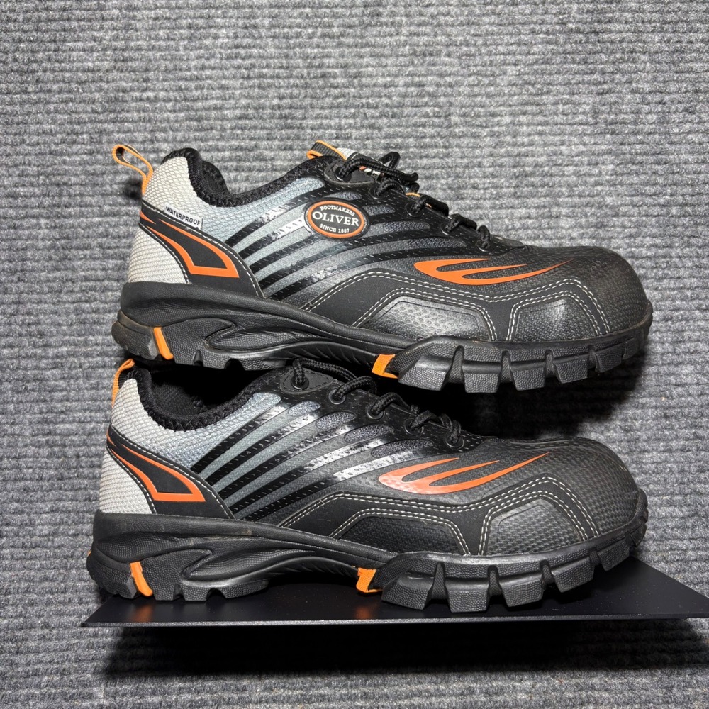 Oliver Bootmakers Mens Waterproof Safety Work Shoes BLK Orange OL25000W Size 8.5